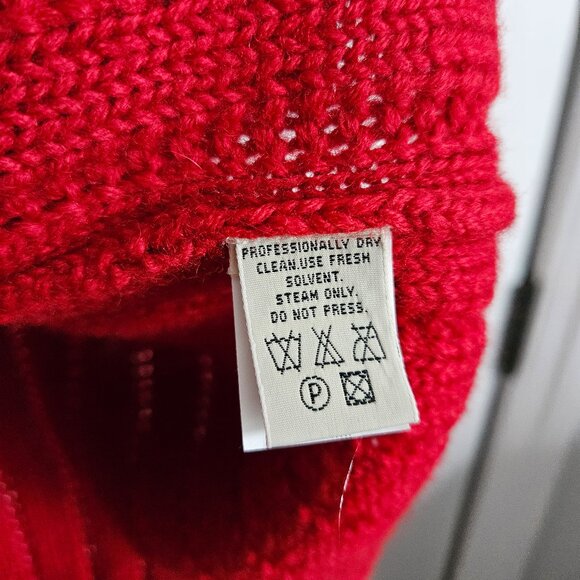 Eddie Bauer Wool Shawl Collar Sweater Vest Medium Tall MT Women Red Button Front - Picture 8 of 15